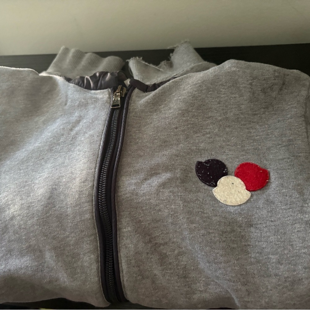 Moncler Gray Jacket with Red and Black Accents